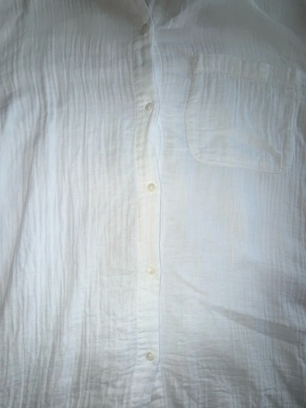 Cotton Gauze Button Down Shirt XL White Long Sleeve Lightweight - Picture 9 of 15